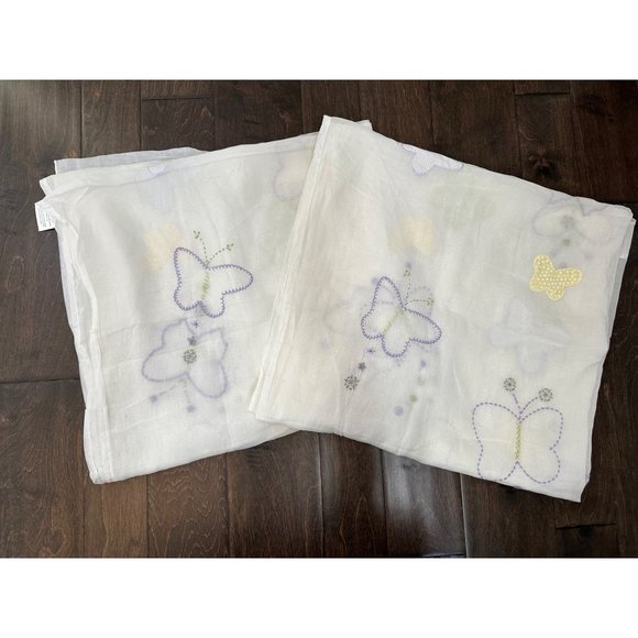 Pottery Barn Kids Set of 2 Size 44 x 84" in Sheer Butterfly Flower Drapes